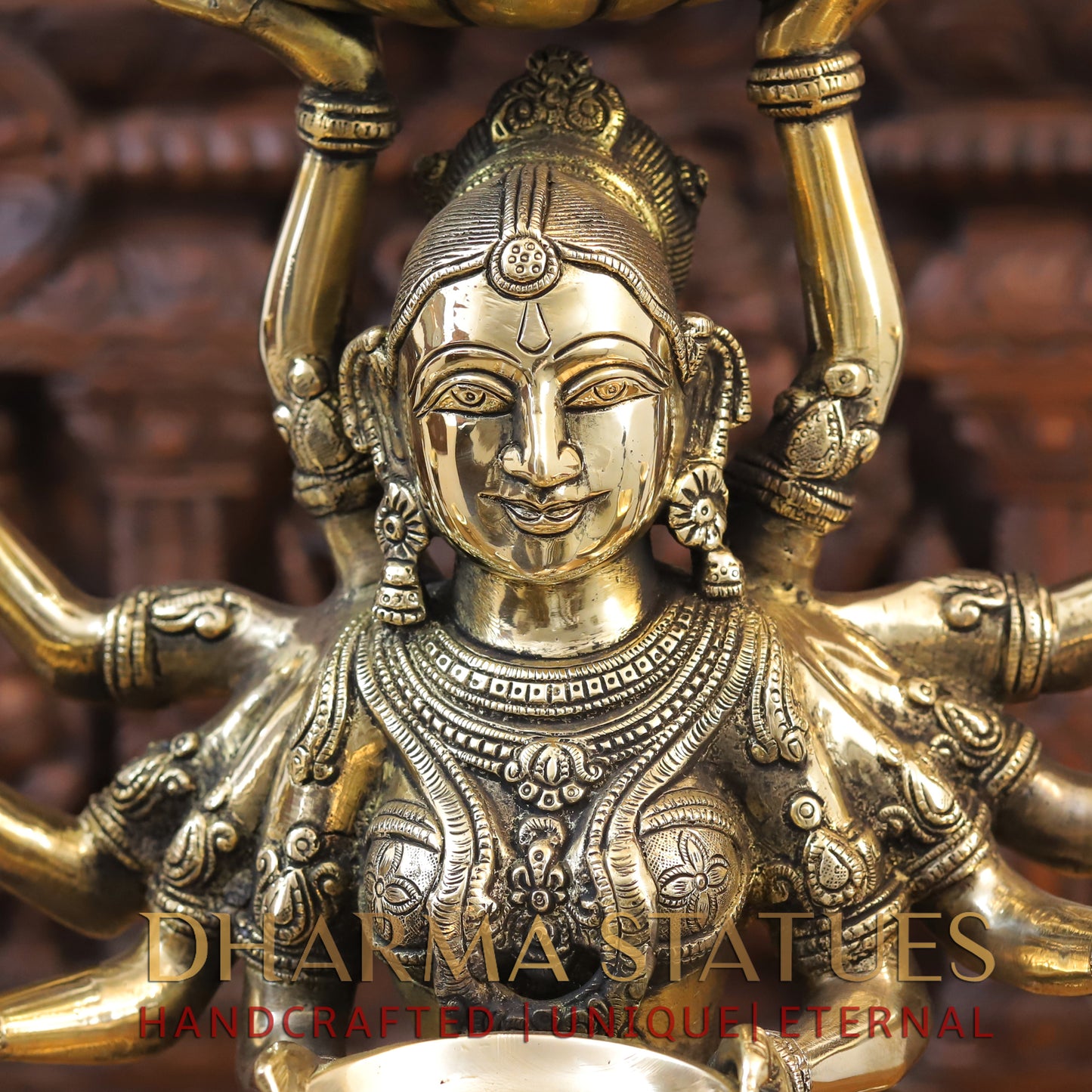 Brass Lakshmi Statue Holding Diya , Fine Gold Finish, 27"