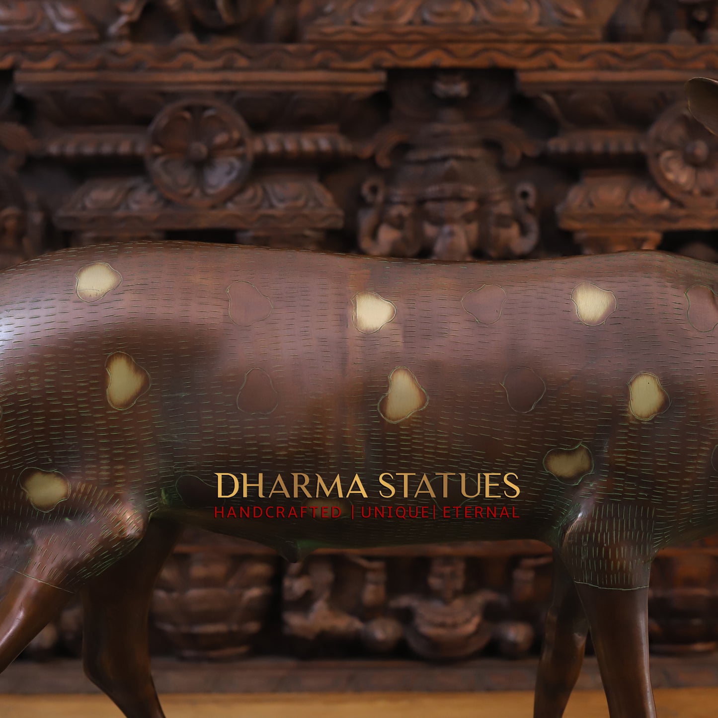 Brass Deer Idol, Standing, Copper Finish 34"