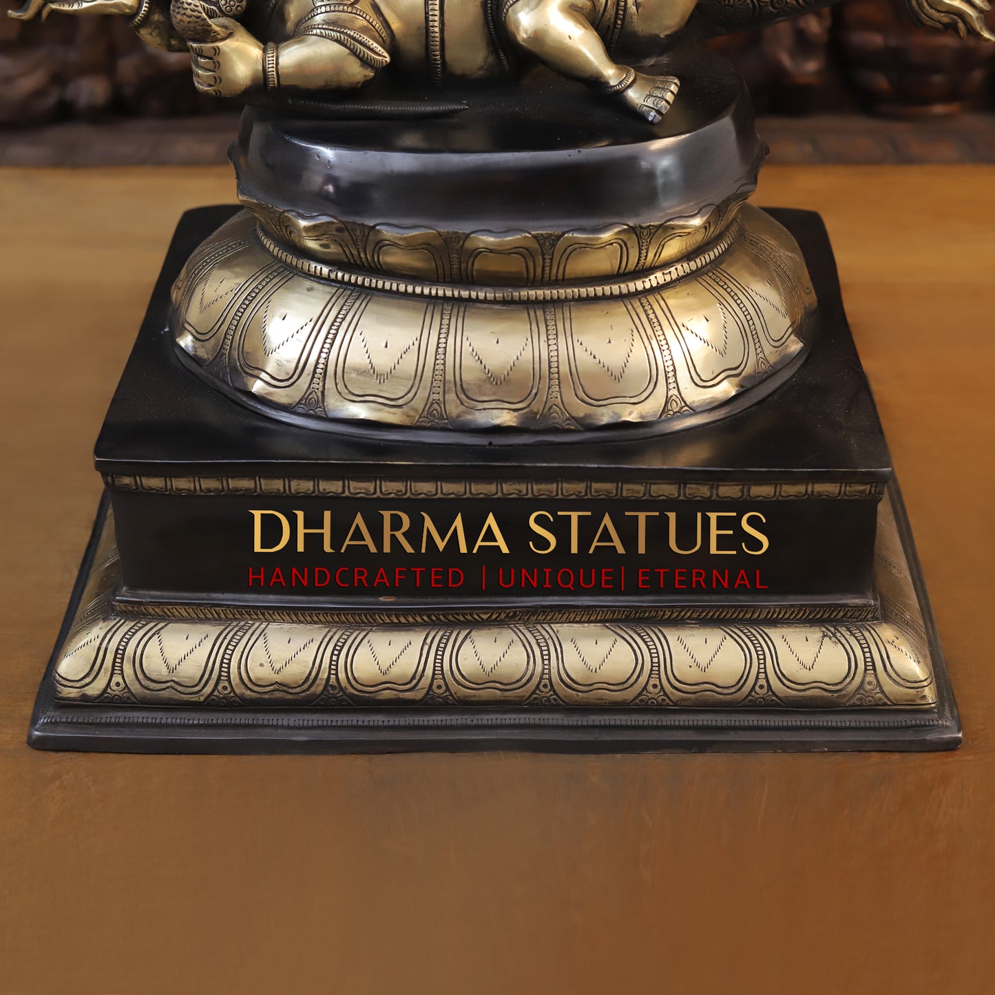 Brass Nataraja Statue with Frame, Black Patina & Golden Finish, 47"