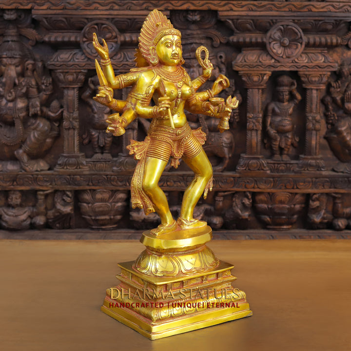 Brass Kaali standing, Fine Golden Finish, 23.5"