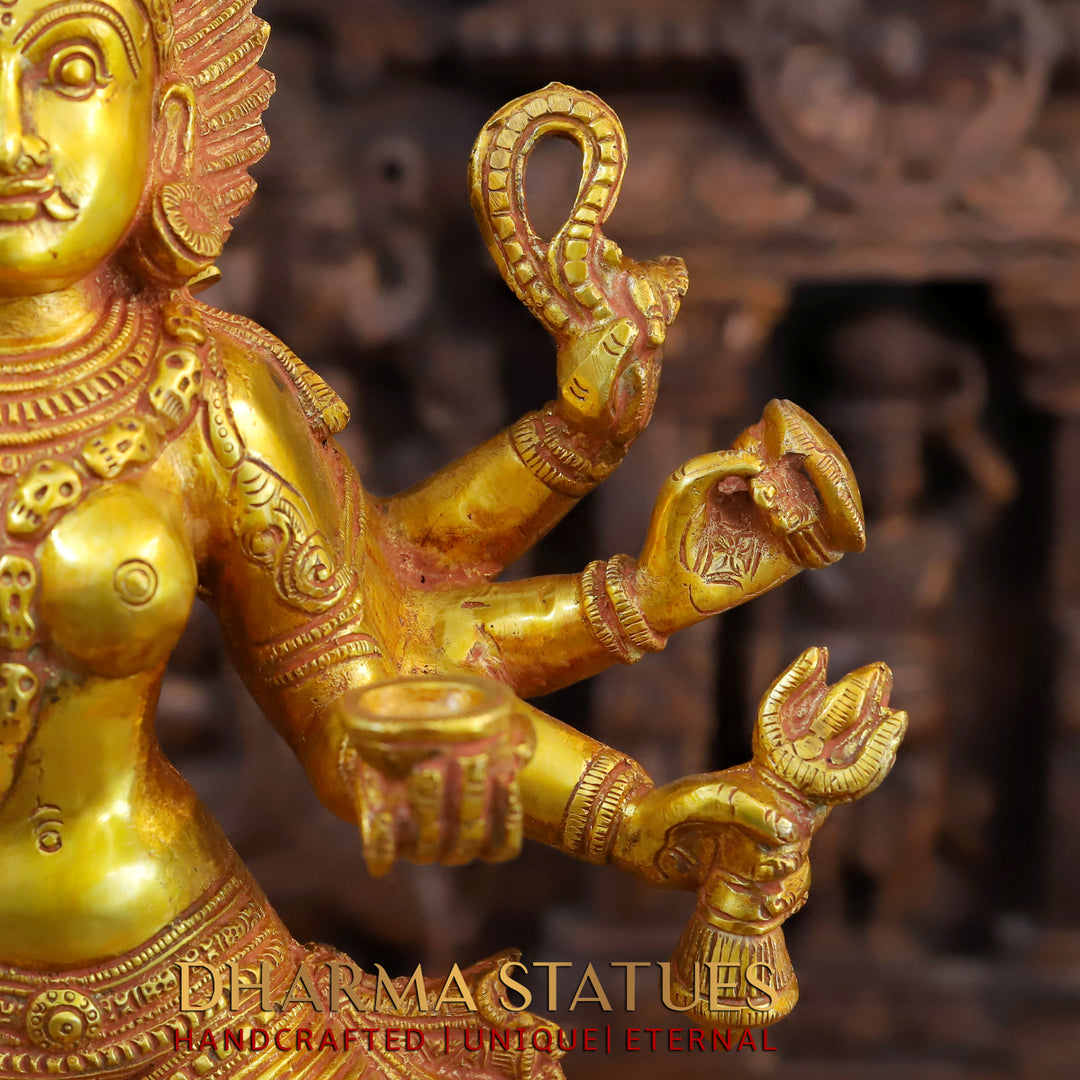 Brass Kaali standing, Fine Golden Finish, 23.5"