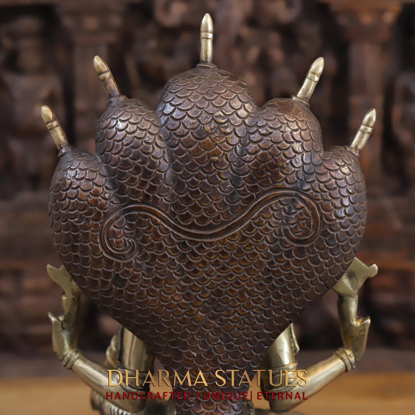 Brass Vishnu Seated on Sheshanaga, Copper & Gold Finish, 16.5"