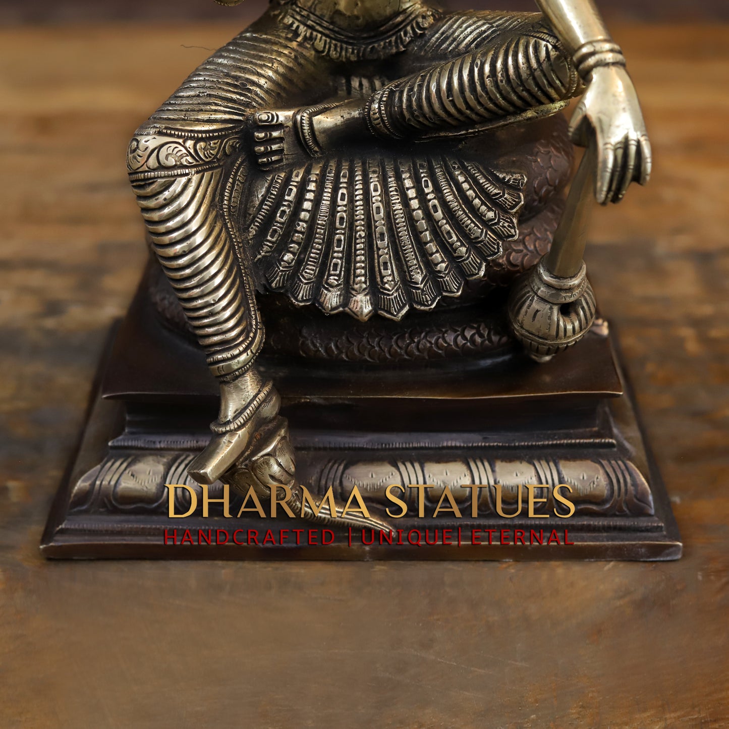 Brass Vishnu Seated on Sheshanaga, Copper & Gold Finish, 16.5"