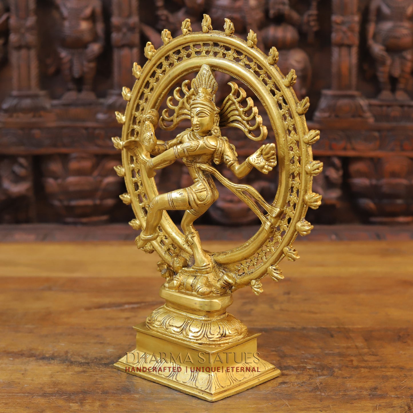 Brass Nataraja Statue, Dancing Shiva, Fine Gold Finish, 13.5"