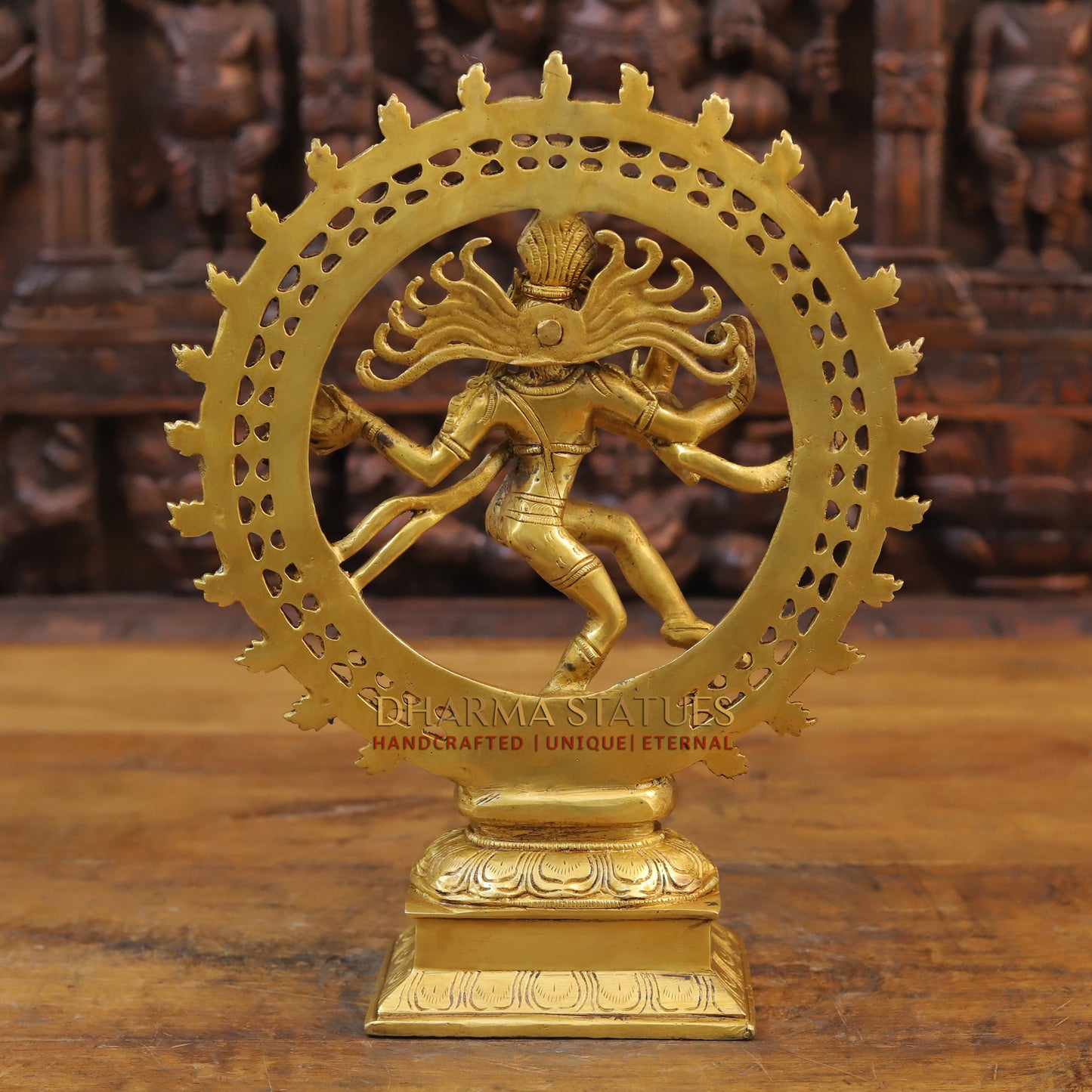 Brass Nataraja Statue, Dancing Shiva, Fine Gold Finish, 13.5"
