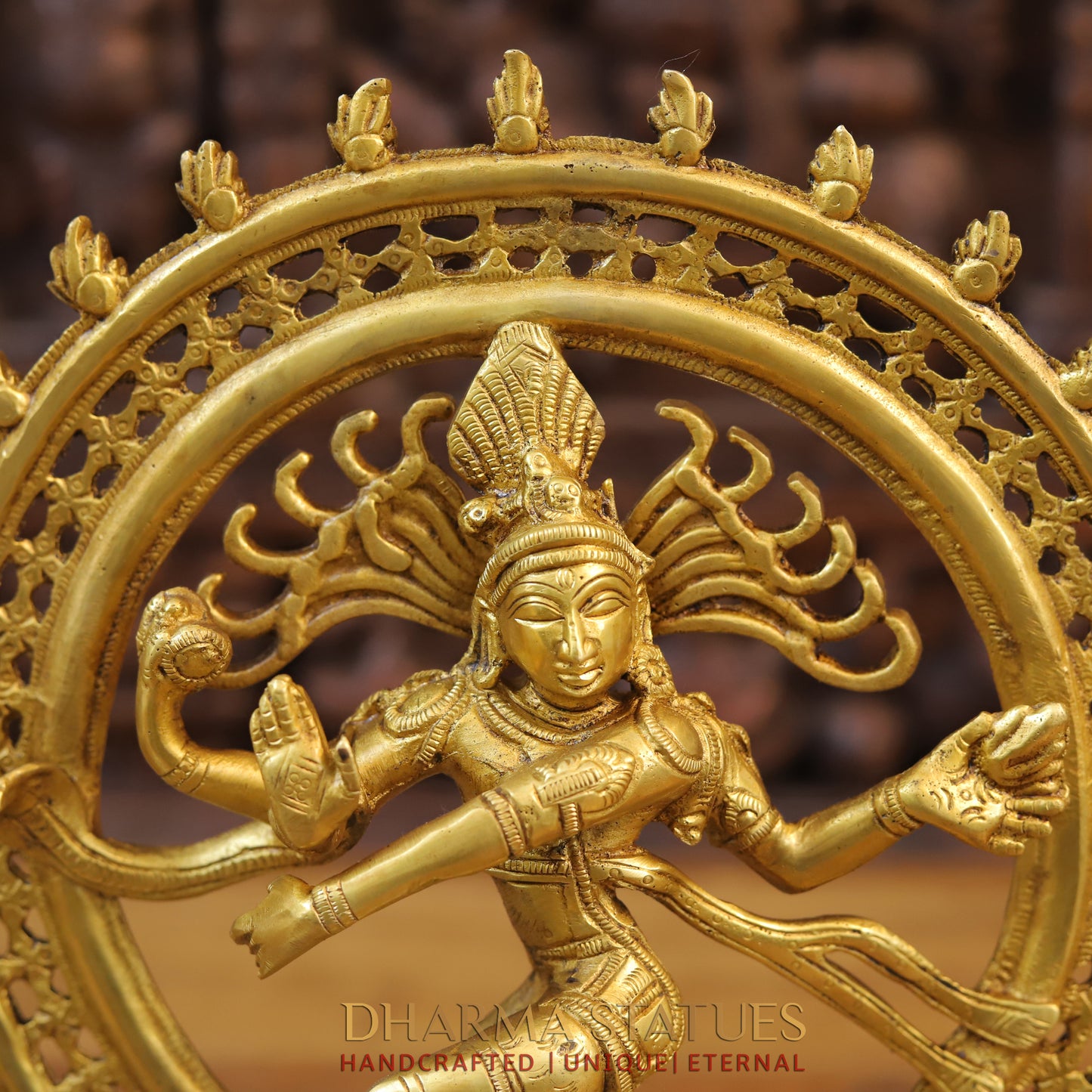 Brass Nataraja Statue, Dancing Shiva, Fine Gold Finish, 13.5"