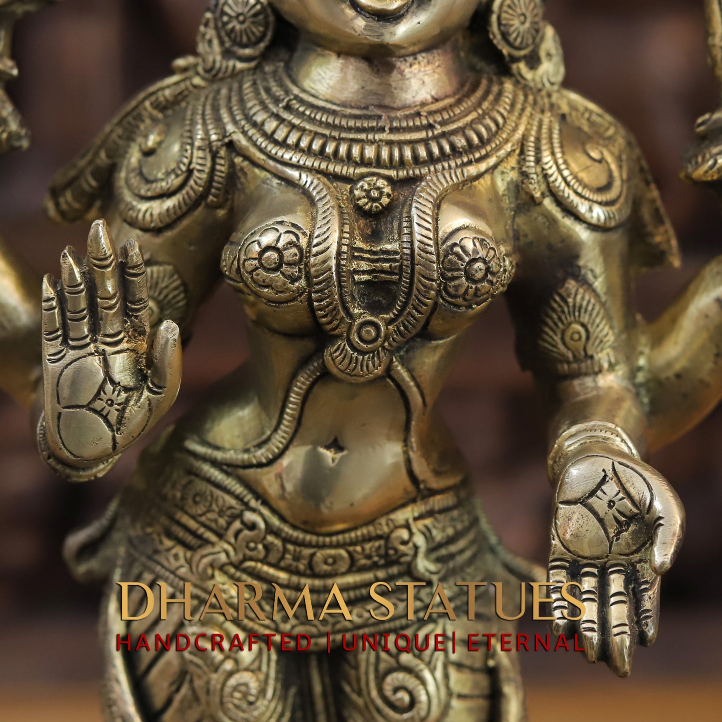 Brass Lakshmi standing on Pedestal, Copper & Gold Finish, 17"