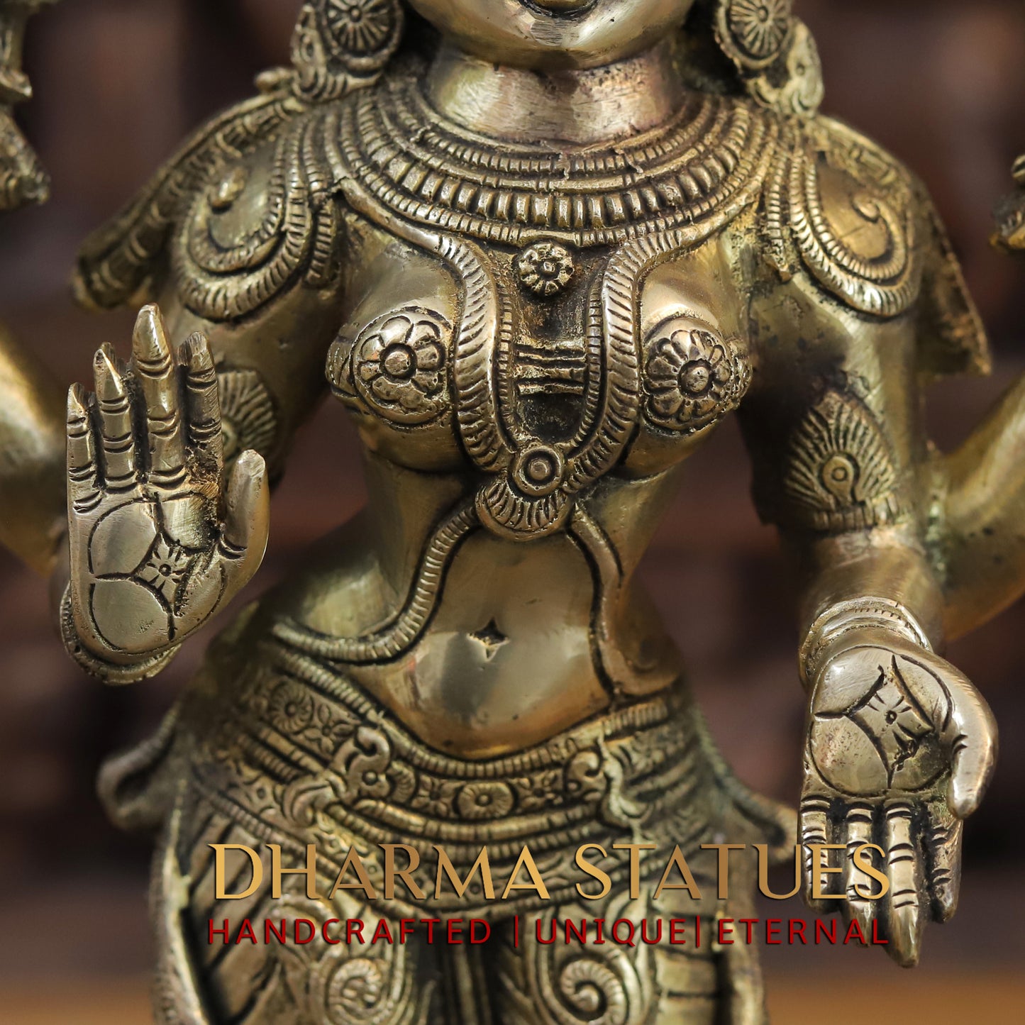 Brass Lakshmi standing on Pedestal, Copper & Gold Finish, 17"