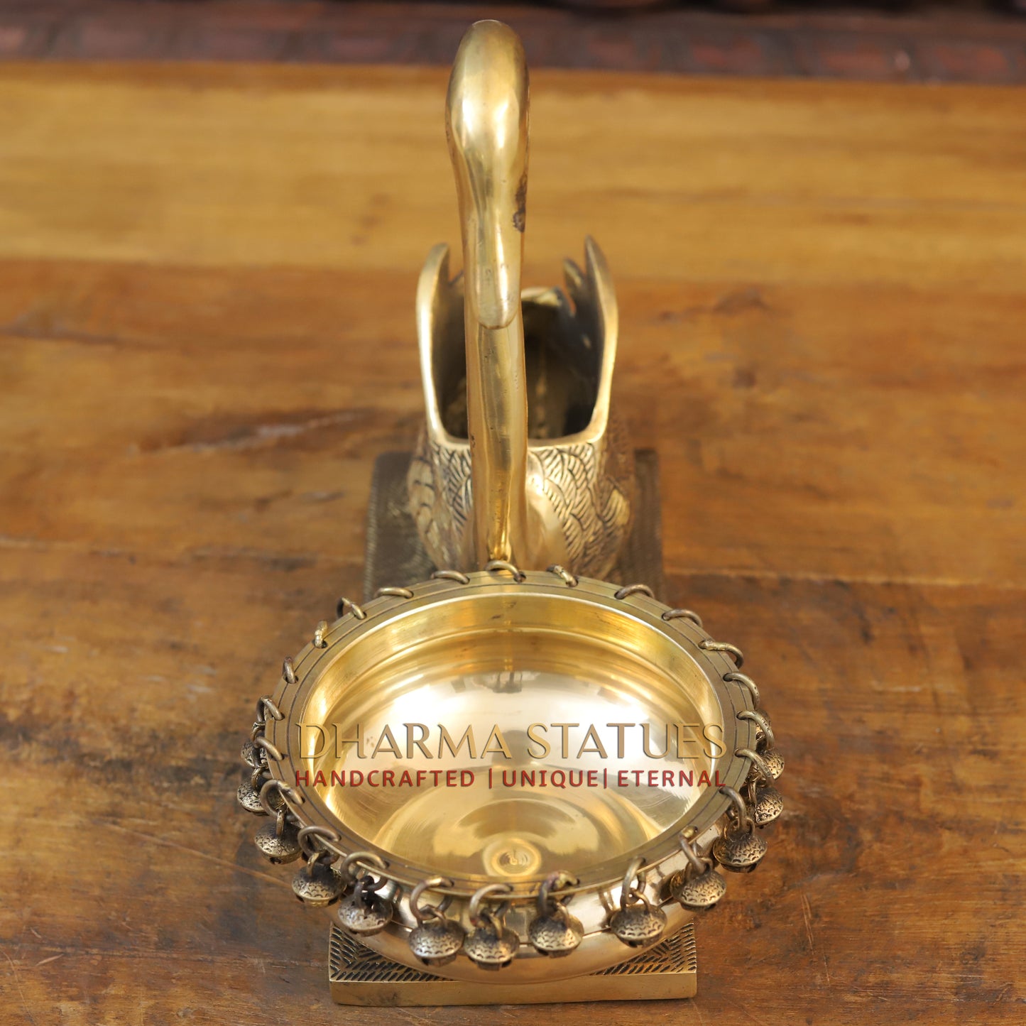Brass Swan Urli, Golden Finish, 10.5"
