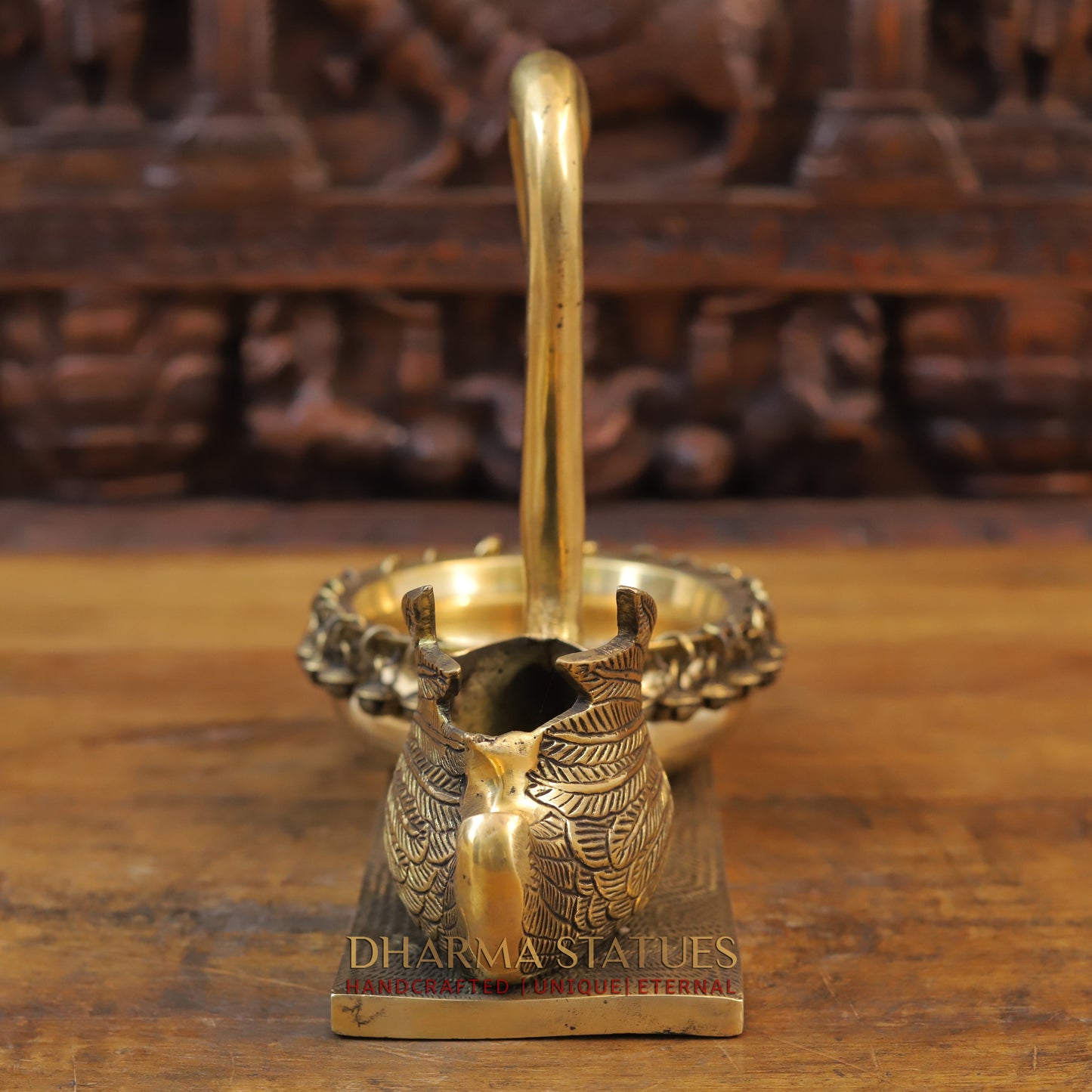 Brass Swan Urli, Golden Finish, 10.5"
