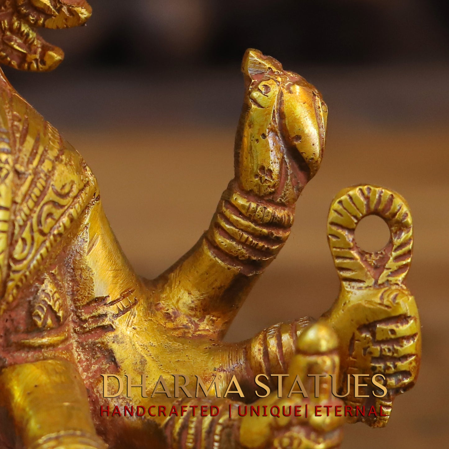 Brass Varahi Devi seated on Lotus, Fine Golden Finish, 9"