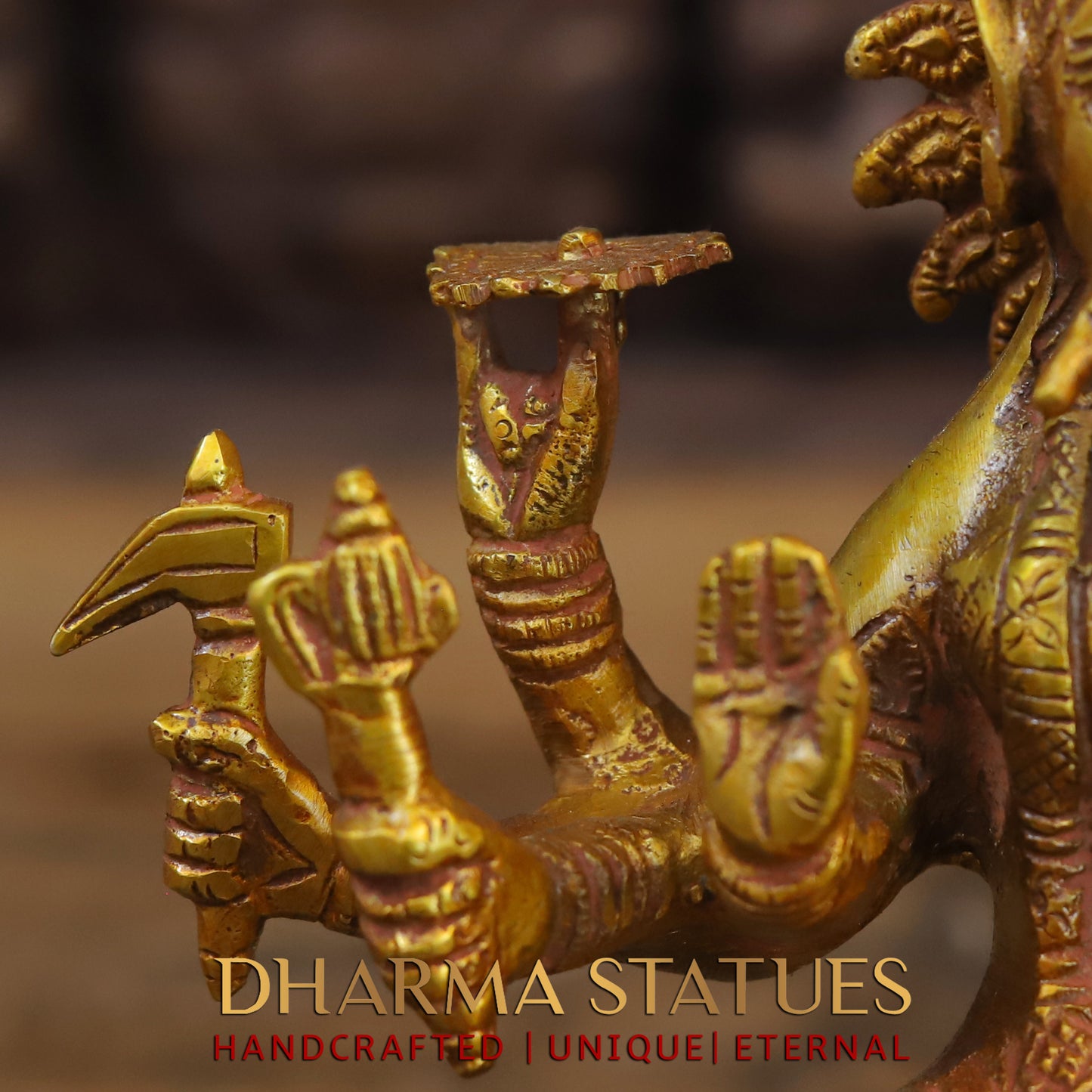Brass Varahi Devi seated on Lotus, Fine Golden Finish, 9"