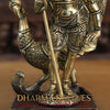 Brass Kartik Standing on Pedestal with Peacock, Copper & Gold Finish, 12"