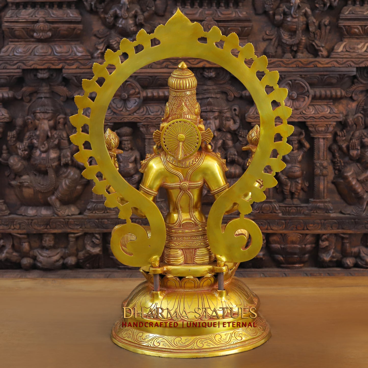 Brass Lakshmi seated with Frame, Fine Golden Finish, 28"