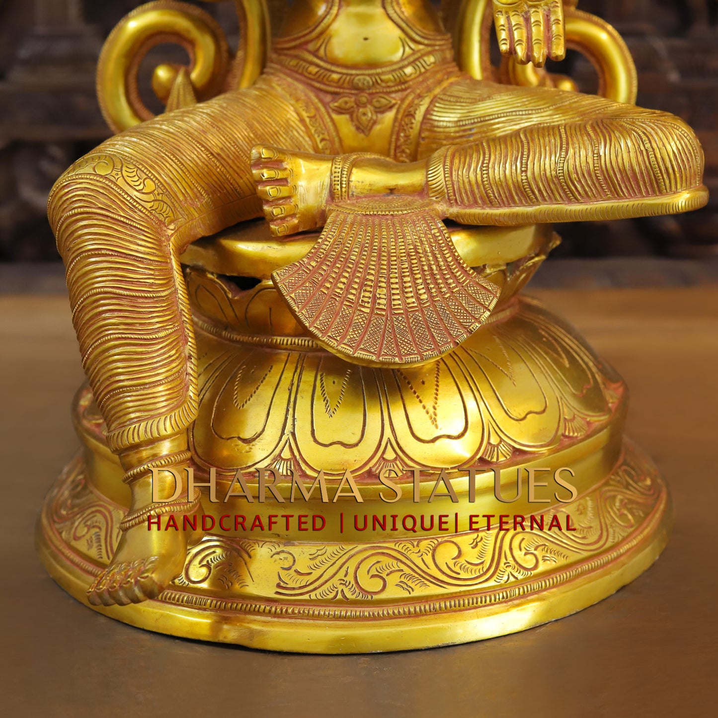 Brass Lakshmi seated with Frame, Fine Golden Finish, 28"