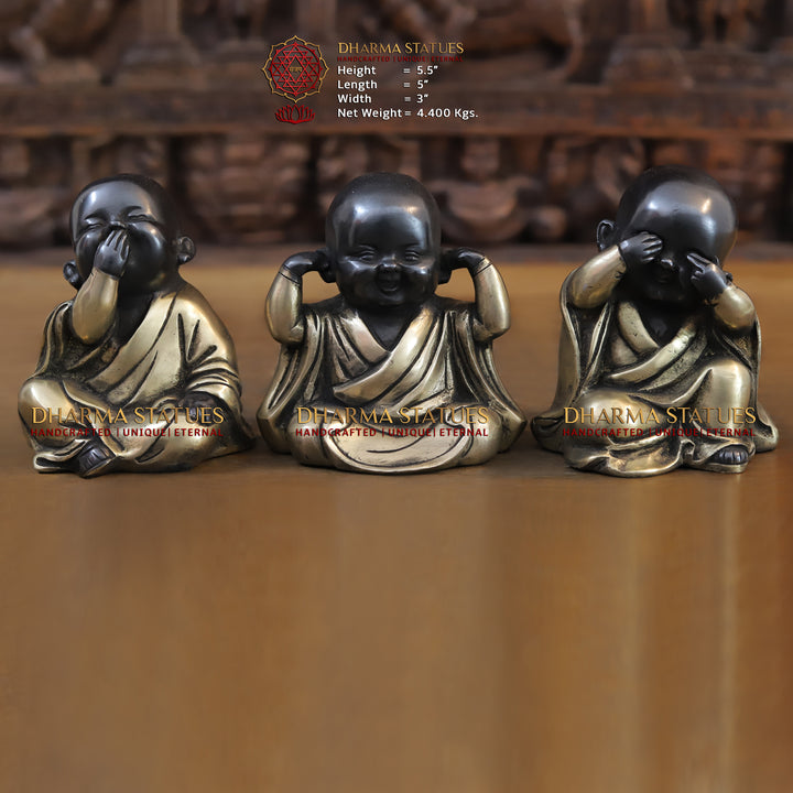 Brass Happy monks, Black Finish 5.5"