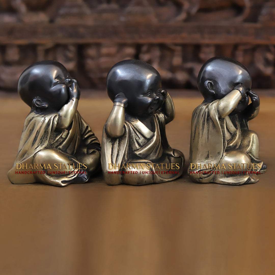 Brass Happy monks, Black Finish 5.5"