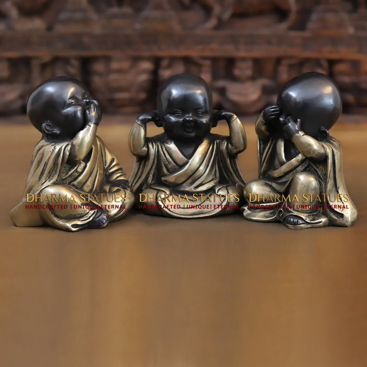 Brass Happy monks, Black Finish 5.5"