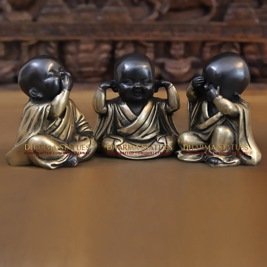 Brass Happy monks, Black Finish 5.5"