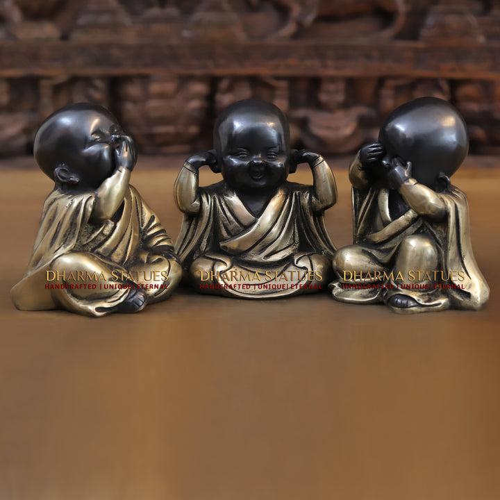 Brass Happy monks, Black Finish 5.5"