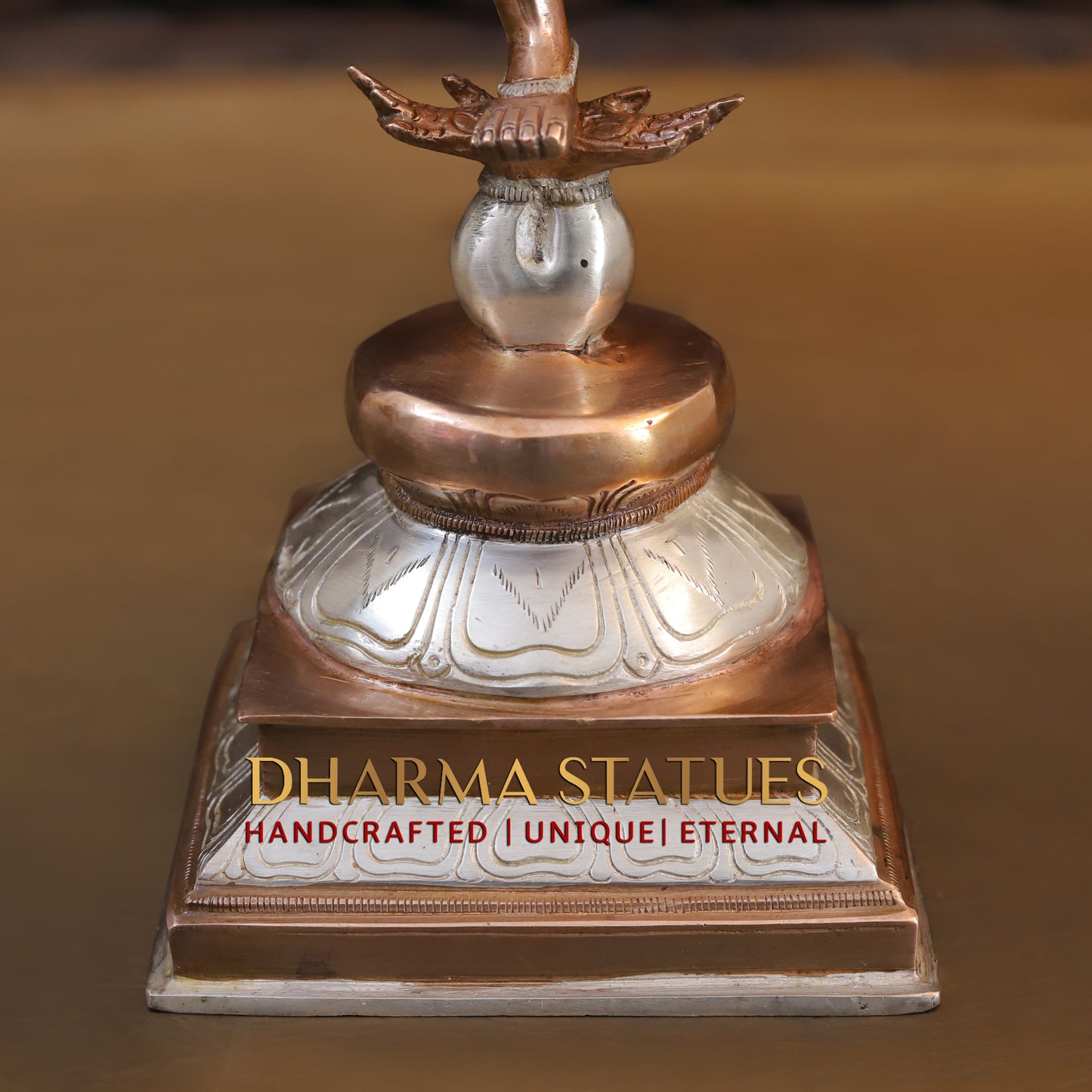 Brass Vishnu with 6 arms standing on Pedestal, Silver & Copper Finish, 17"