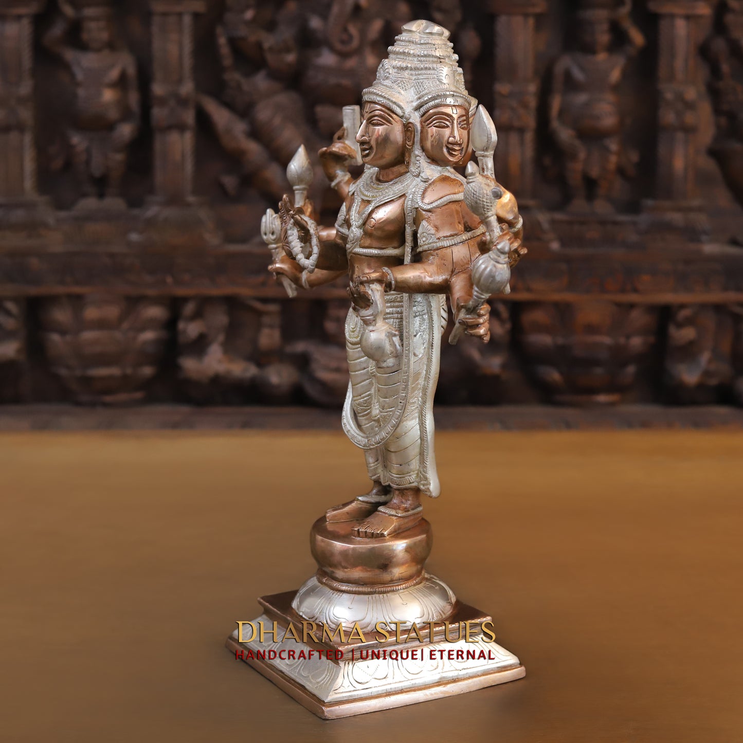 Brass Brahma standing, Copper & Silver Finish, 15.5"
