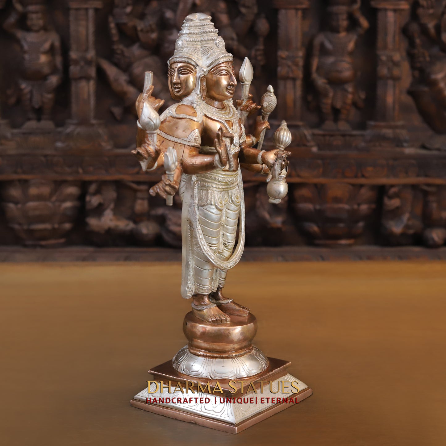 Brass Brahma standing, Copper & Silver Finish, 15.5"