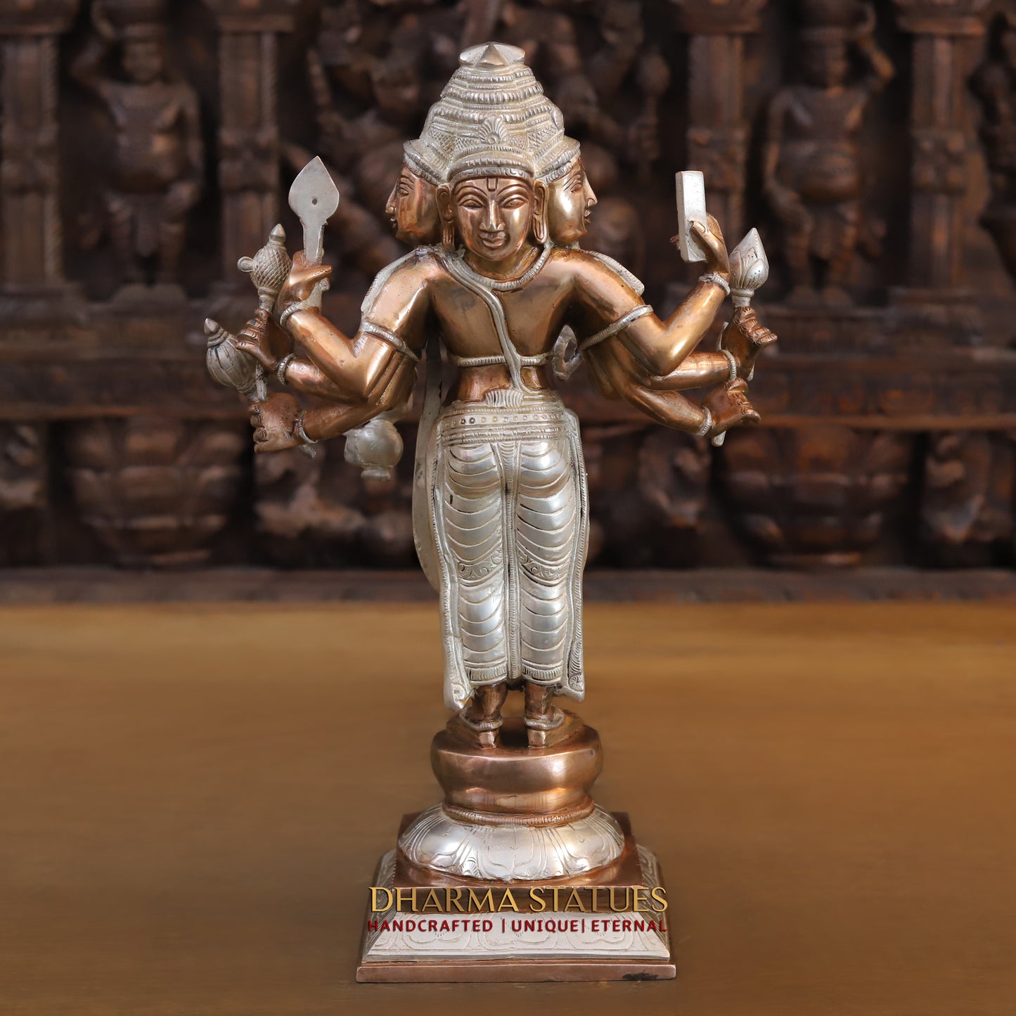 Brass Brahma standing, Copper & Silver Finish, 15.5"