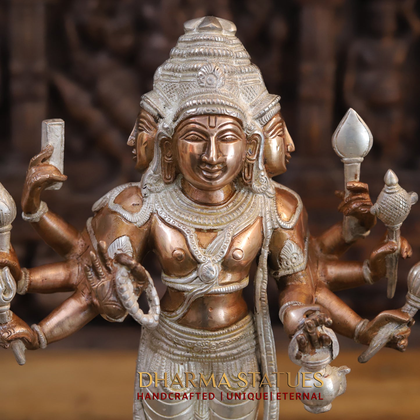 Brass Brahma standing, Copper & Silver Finish, 15.5"