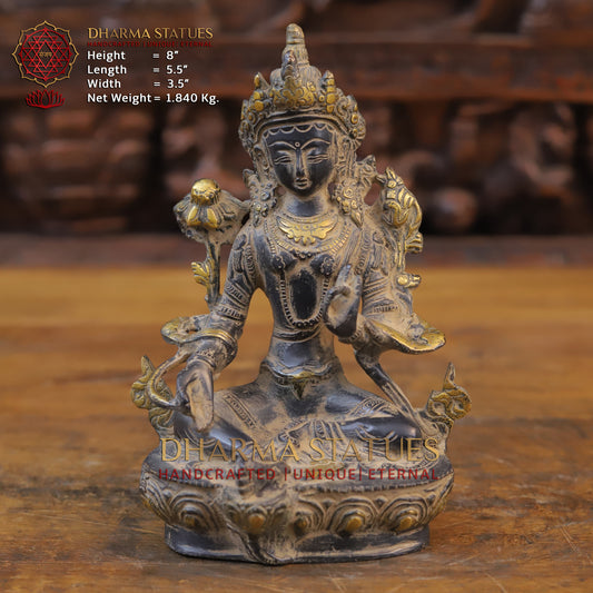 Brass Tara seated, Black Patina & Golden Finish, 8"