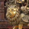 Brass Durga Statue, Bestower of Strength & Protection, Mounted on Pedestal,  27"