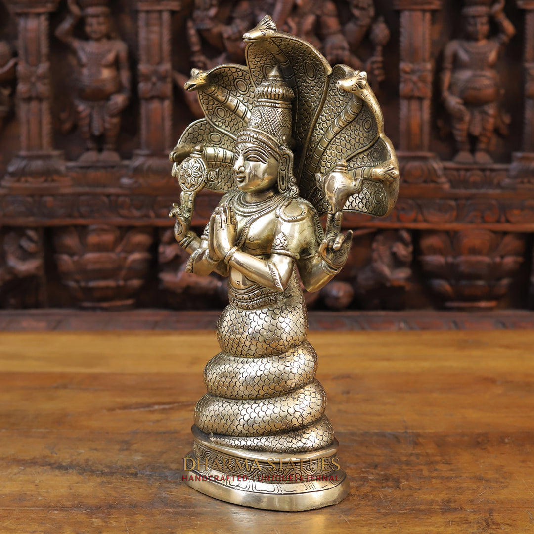 Brass Patanjali Statue, Fine Golden Finish 15.5"