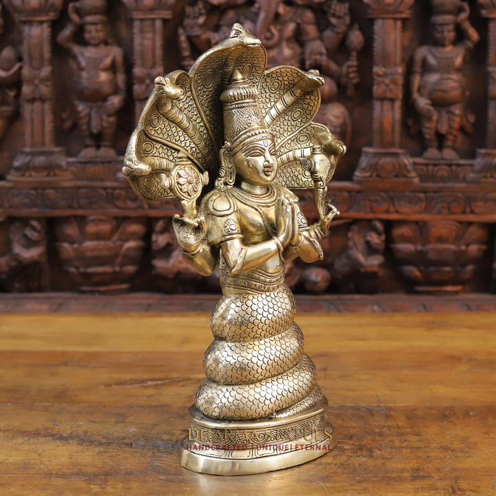 Brass Patanjali Statue, Fine Golden Finish 15.5"