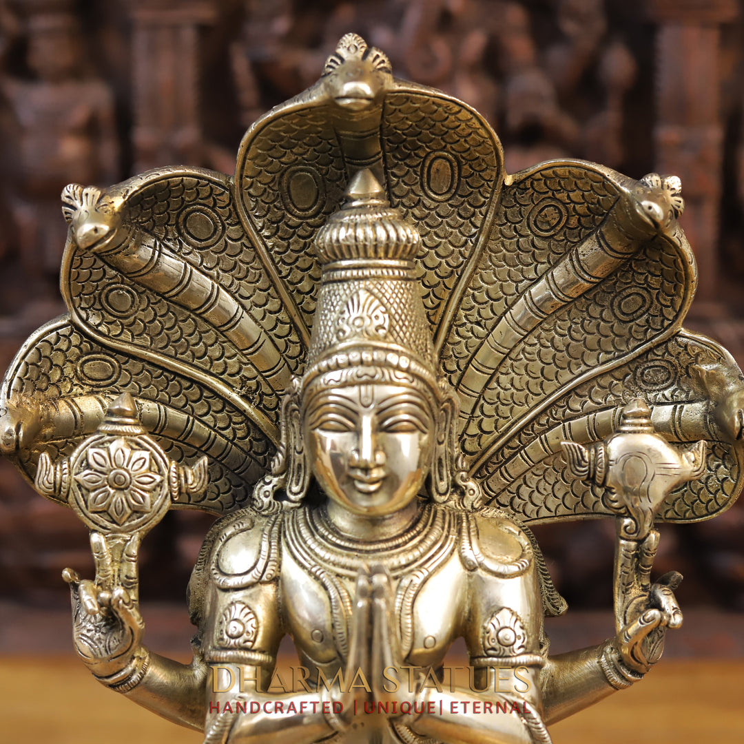 Brass Patanjali Statue, Fine Golden Finish 15.5"