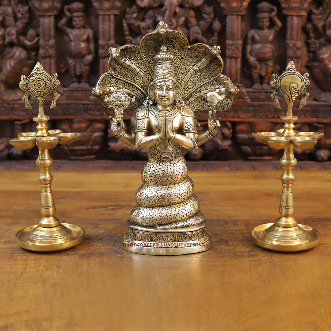 Brass Patanjali Statue, Fine Golden Finish 15.5"