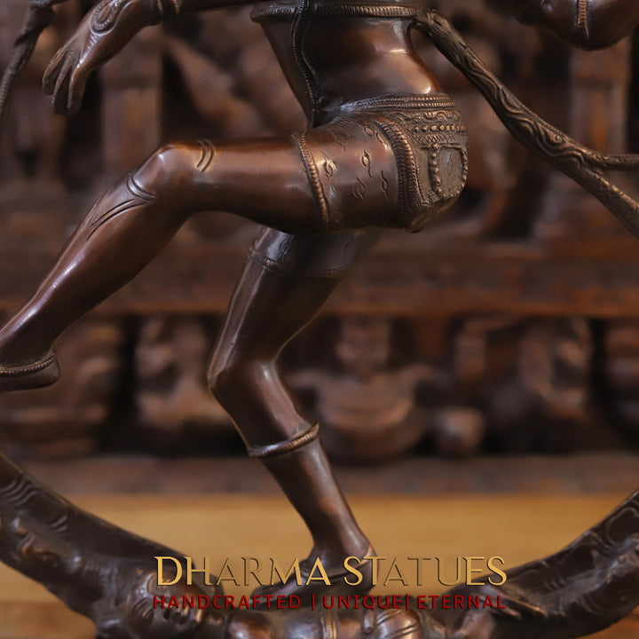 Brass Natraj Statue, Flames of Eternity, Fine Copper Finish 25.5"