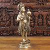 Brass Lord Hanuman Idol, Standing on a Base, Fine Golden Finish 26" side view