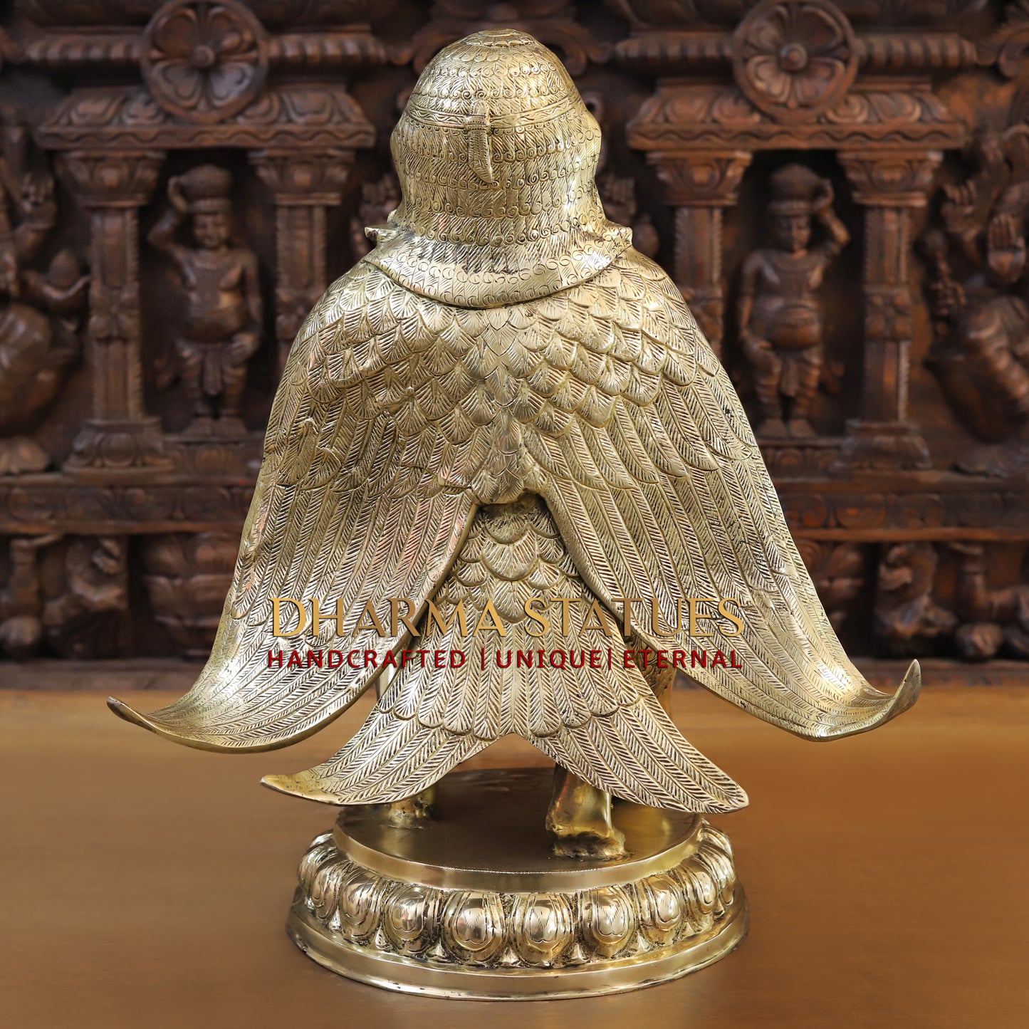 Brass Garuda Statue, Fine Golden Finish 21"