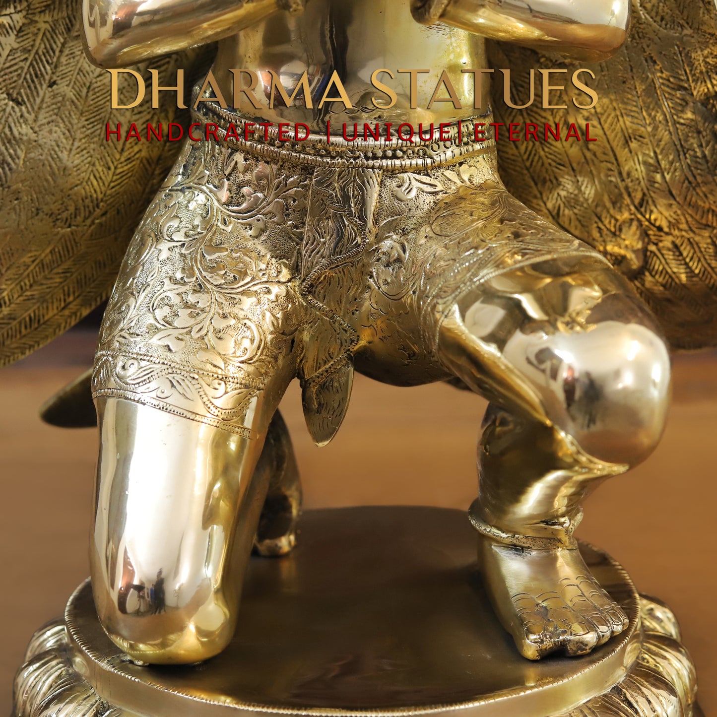 Brass Garuda Statue, Fine Golden Finish 21"