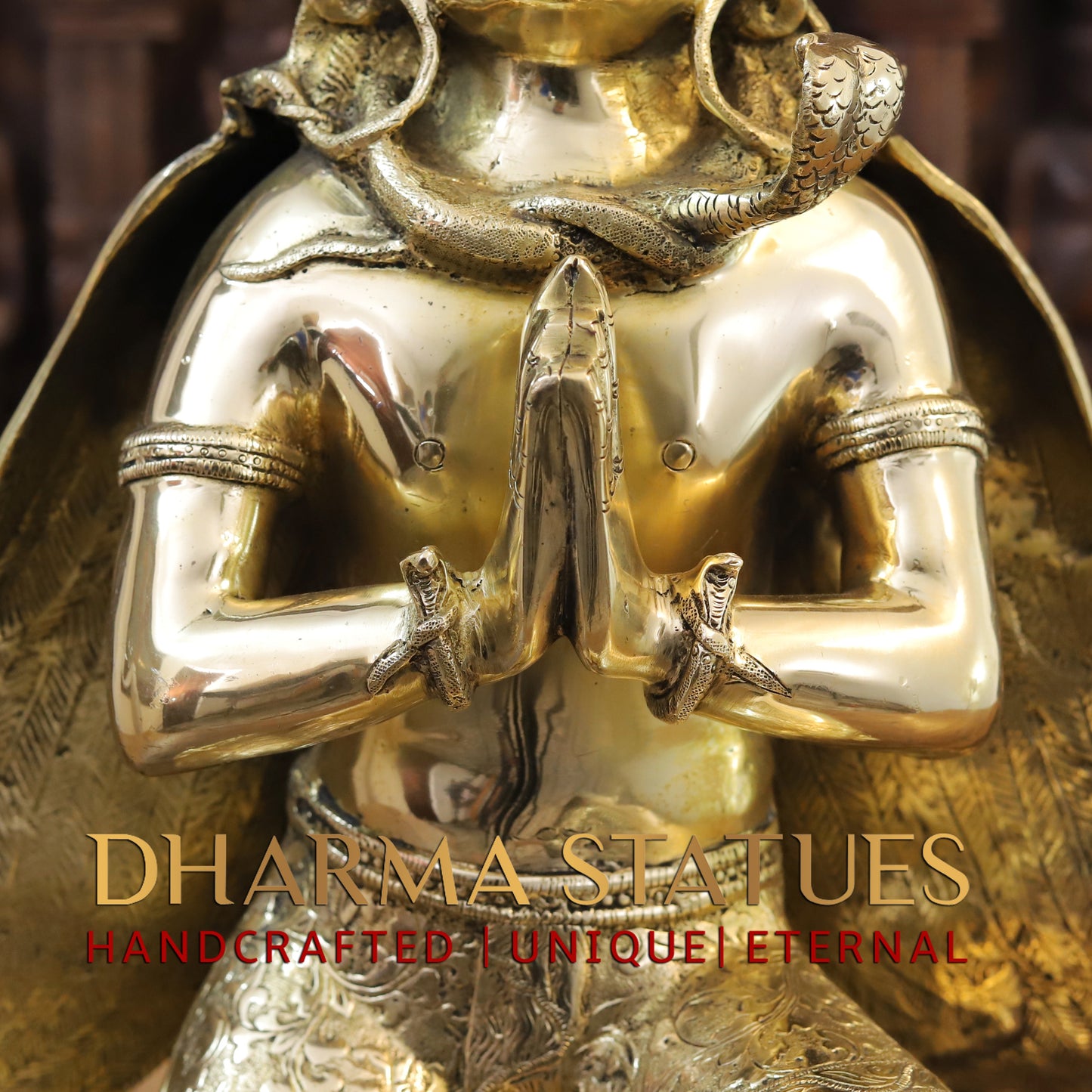 Brass Garuda Statue, Fine Golden Finish 21"