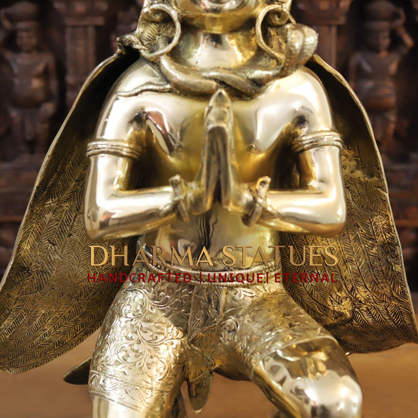 Brass Garuda Statue, Fine Golden Finish 21"