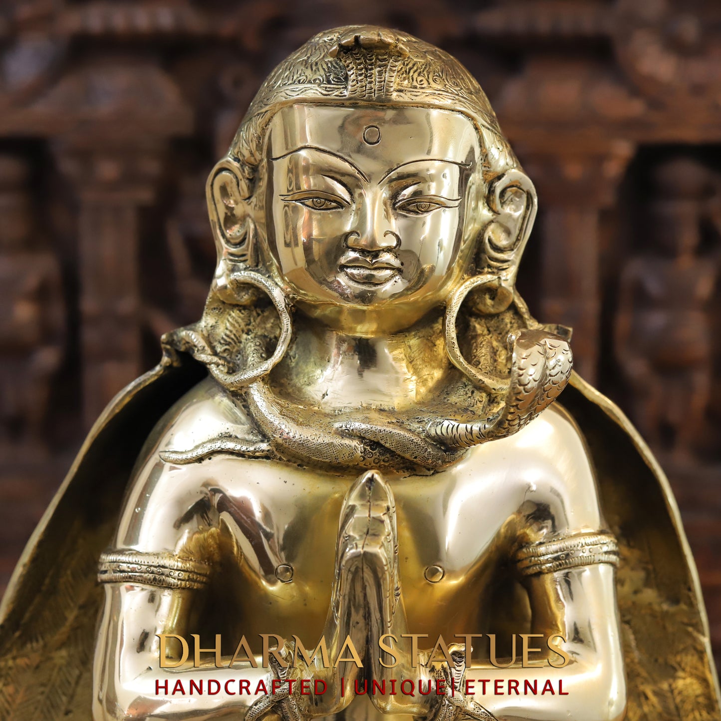 Brass Garuda Statue, Fine Golden Finish 21"