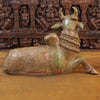 Brass Nandi Idol, Nandi seated, Green patina Finish 18" back view