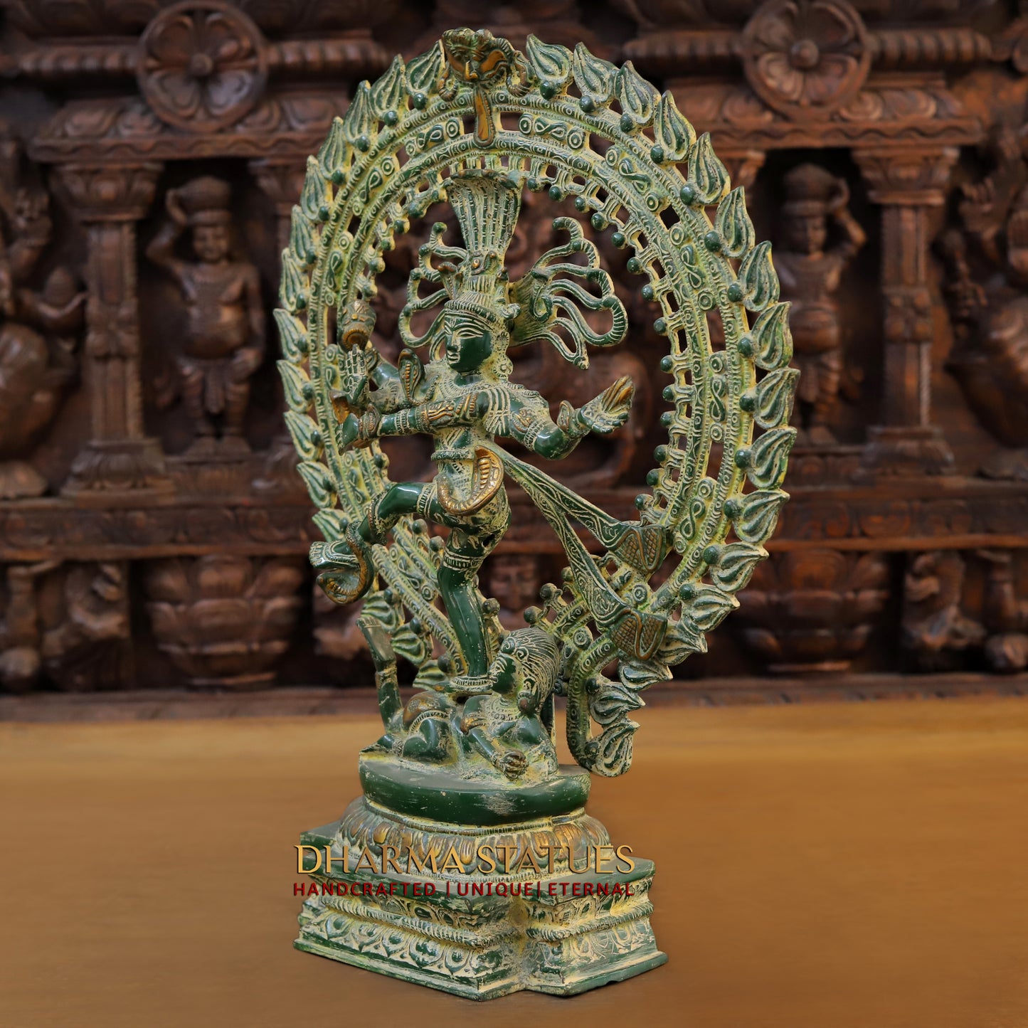 Brass Natraj Statue, Fine Green Patina, 20"