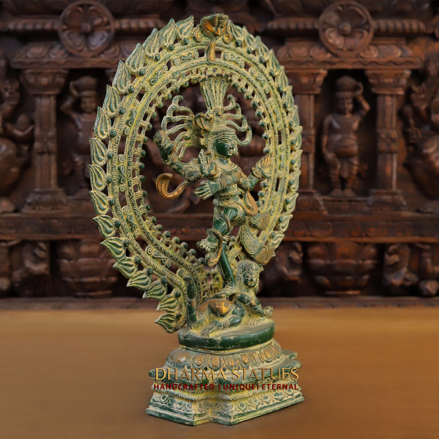 Brass Natraj Statue, Fine Green Patina, 20"