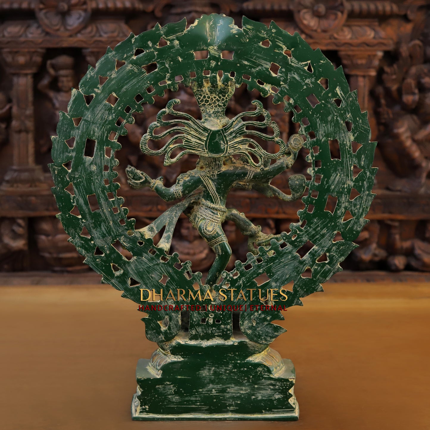Brass Natraj Statue, Fine Green Patina, 20"