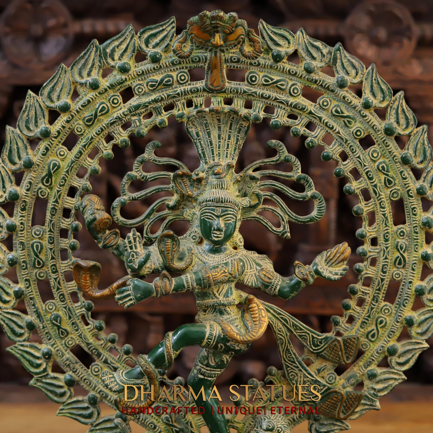 Brass Natraj Statue, Fine Green Patina, 20"