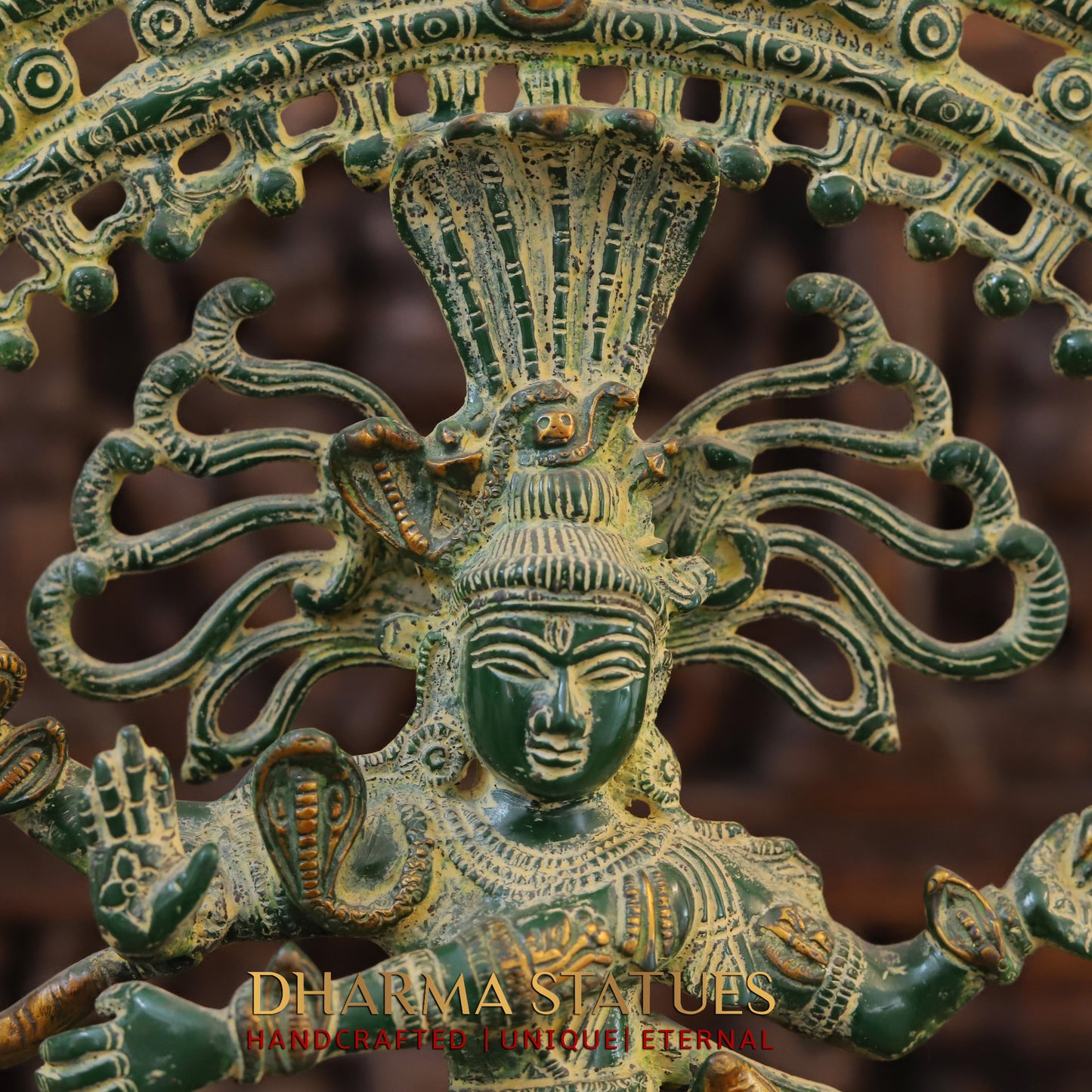 Brass Natraj Statue, Fine Green Patina, 20"
