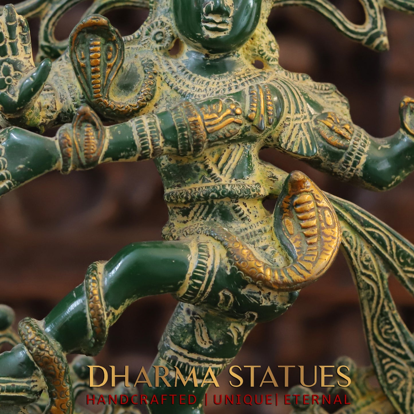 Brass Natraj Statue, Fine Green Patina, 20"