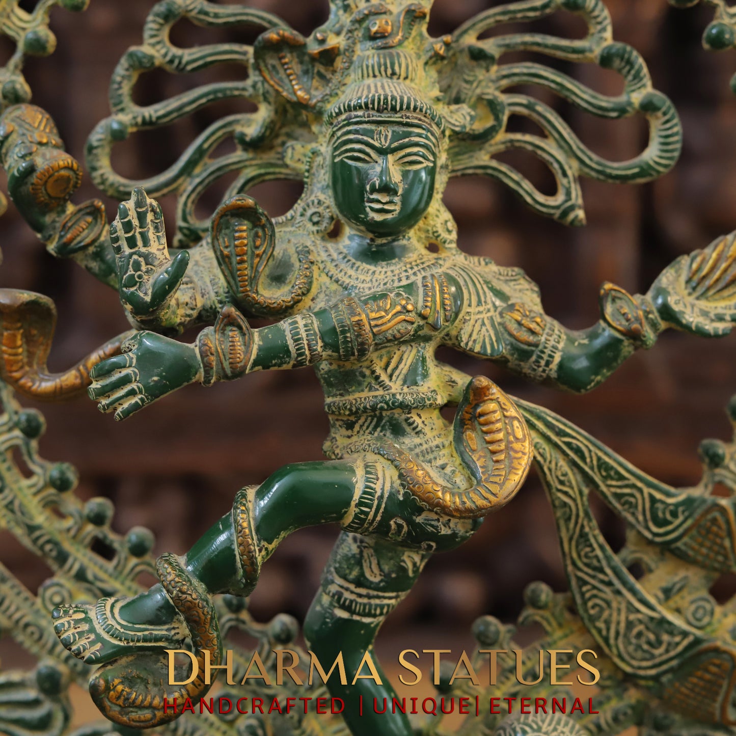 Brass Natraj Statue, Fine Green Patina, 20"